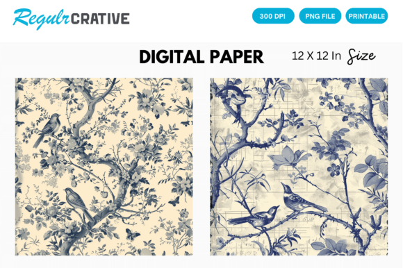 Download French Pastoral Romantic Digital Paper - Digital paper Collection