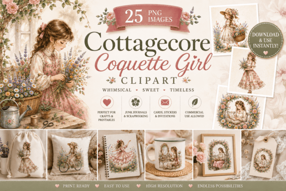 Download Cottagecore Coquette Girl Clipart - Premium Resources