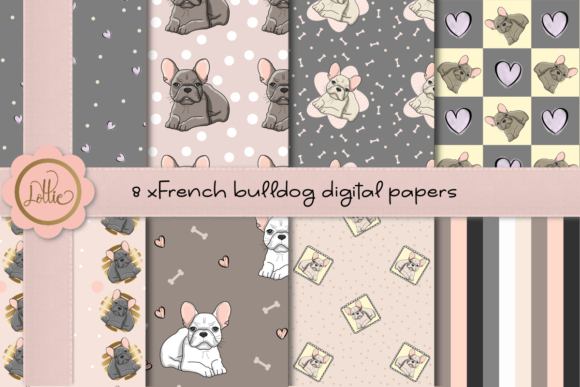 Download French Bulldog Digital Paper Bundle - Digital paper Collection